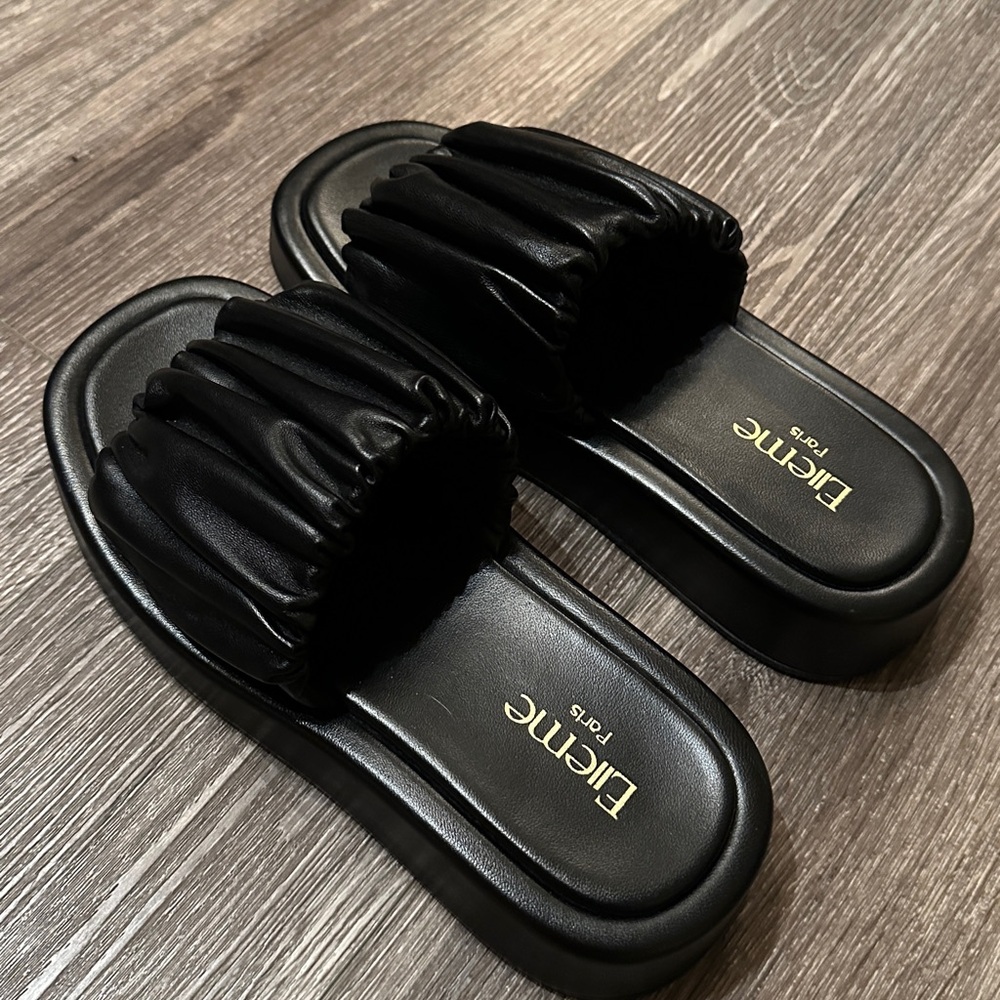 Elleme leather platform slides